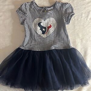 NFL Houston Texans Striped blue/white sequin Heart Tulle Dress girls 24 mo